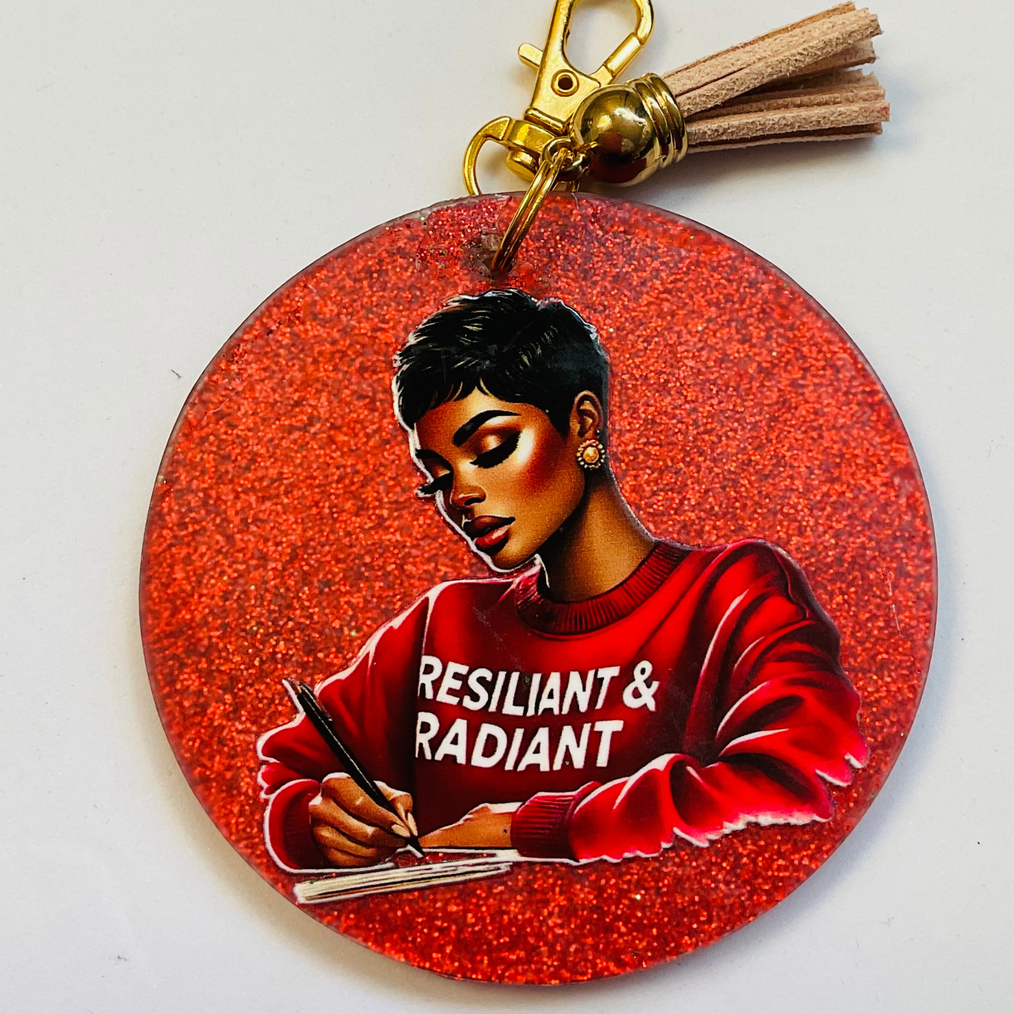 Resilient & Radiant – Red Glitter Resin Keychain