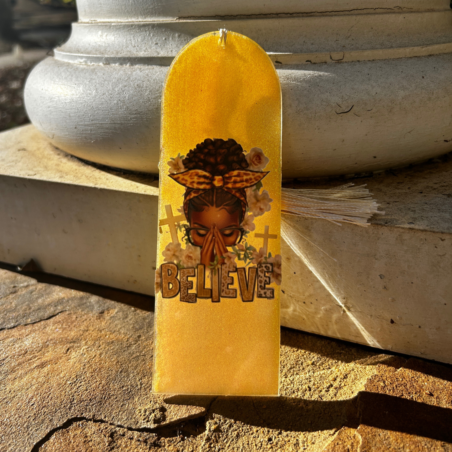 Believe – Faith-Inspired Glitter Resin Bookmark