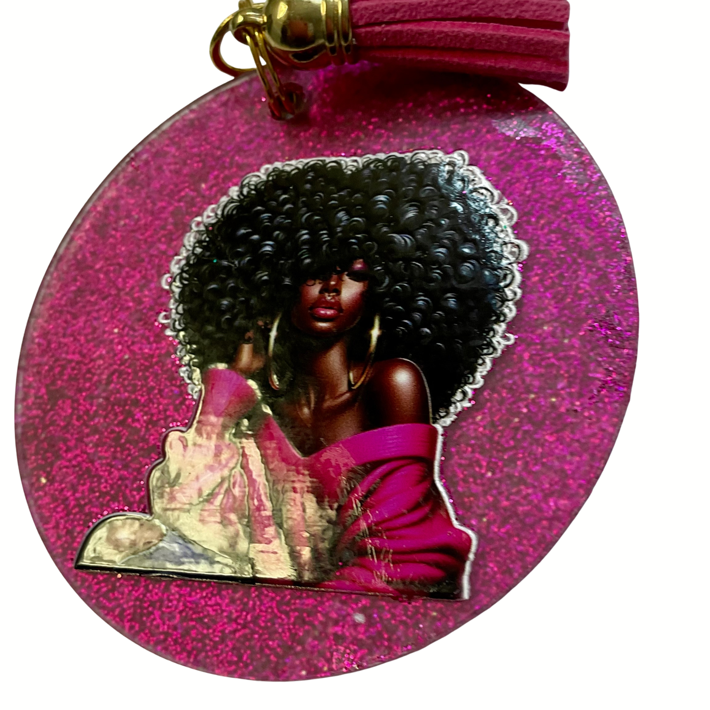 Curly Queen Keychain – Hot Pink Power Edition