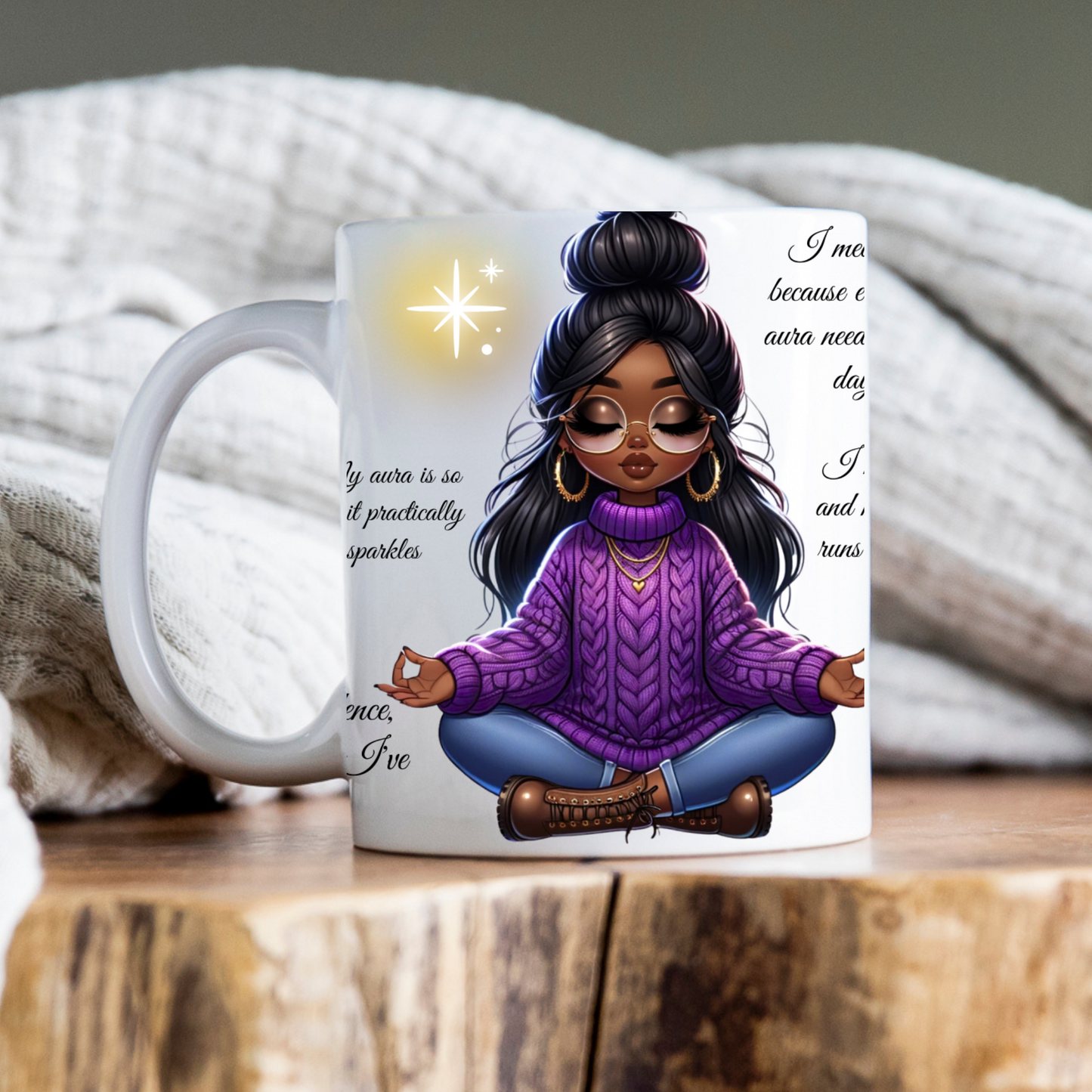 Purple Meditation Doll Mug