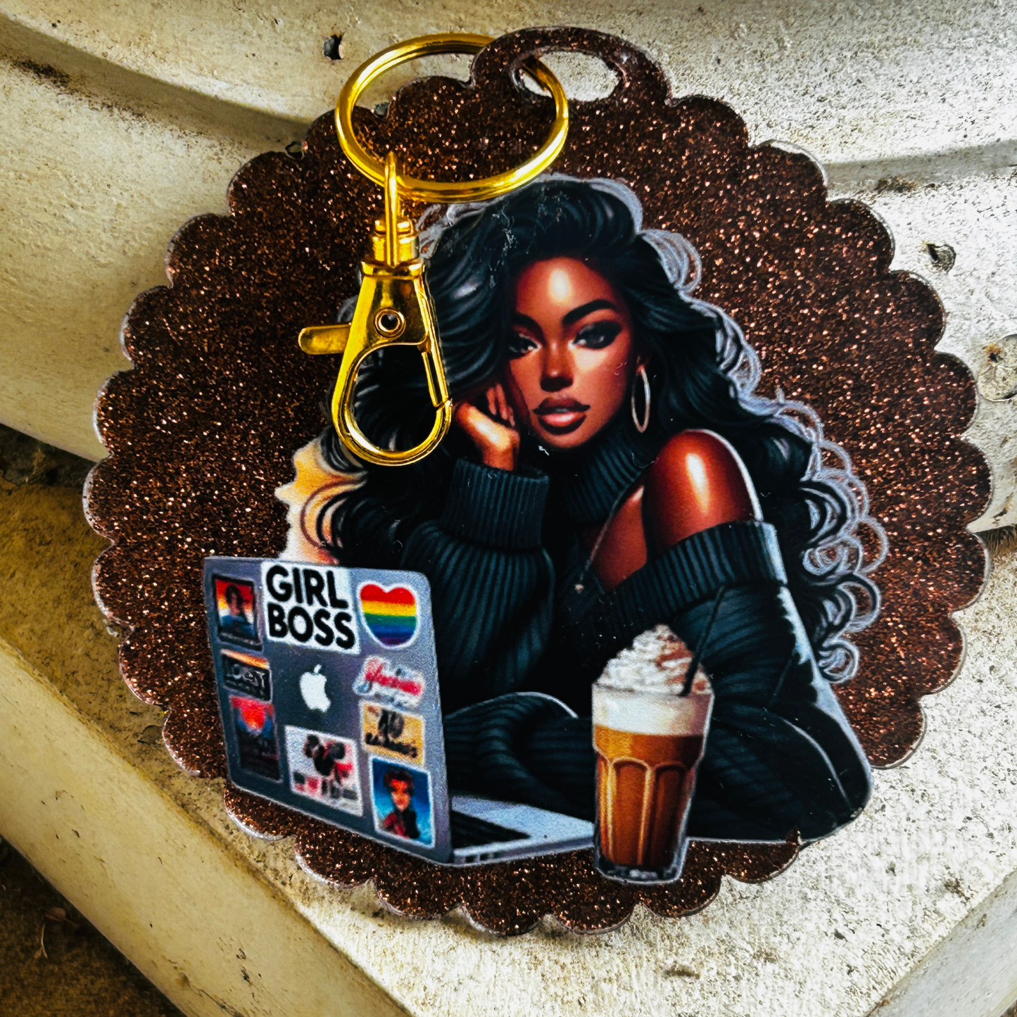 Girl Boss Resin Keychain