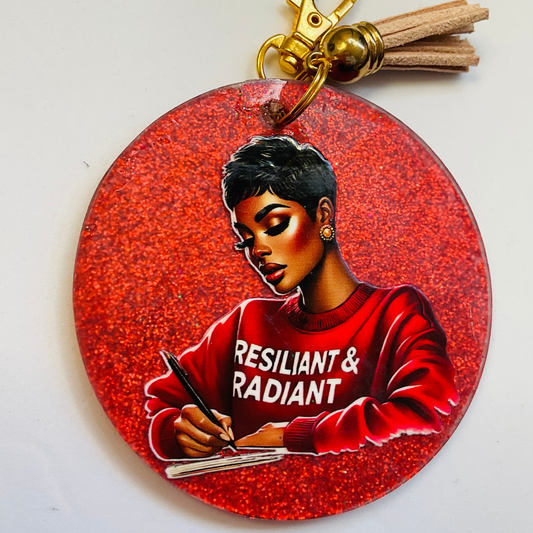 Resilient & Radiant – Red Glitter Resin Keychain