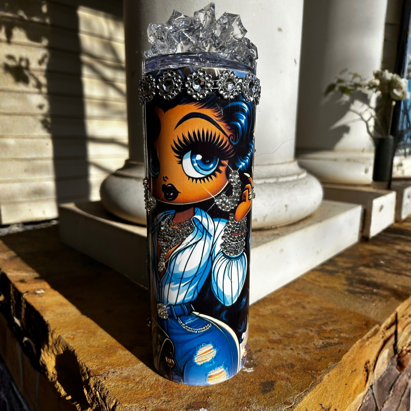 Ice Queen Glam Tumbler – 20oz Rhinestone Bling Cup with Crystal Crown Lid