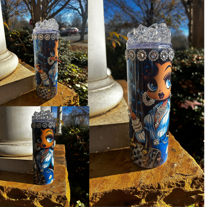 Ice Queen Glam Tumbler – 20oz Rhinestone Bling Cup with Crystal Crown Lid