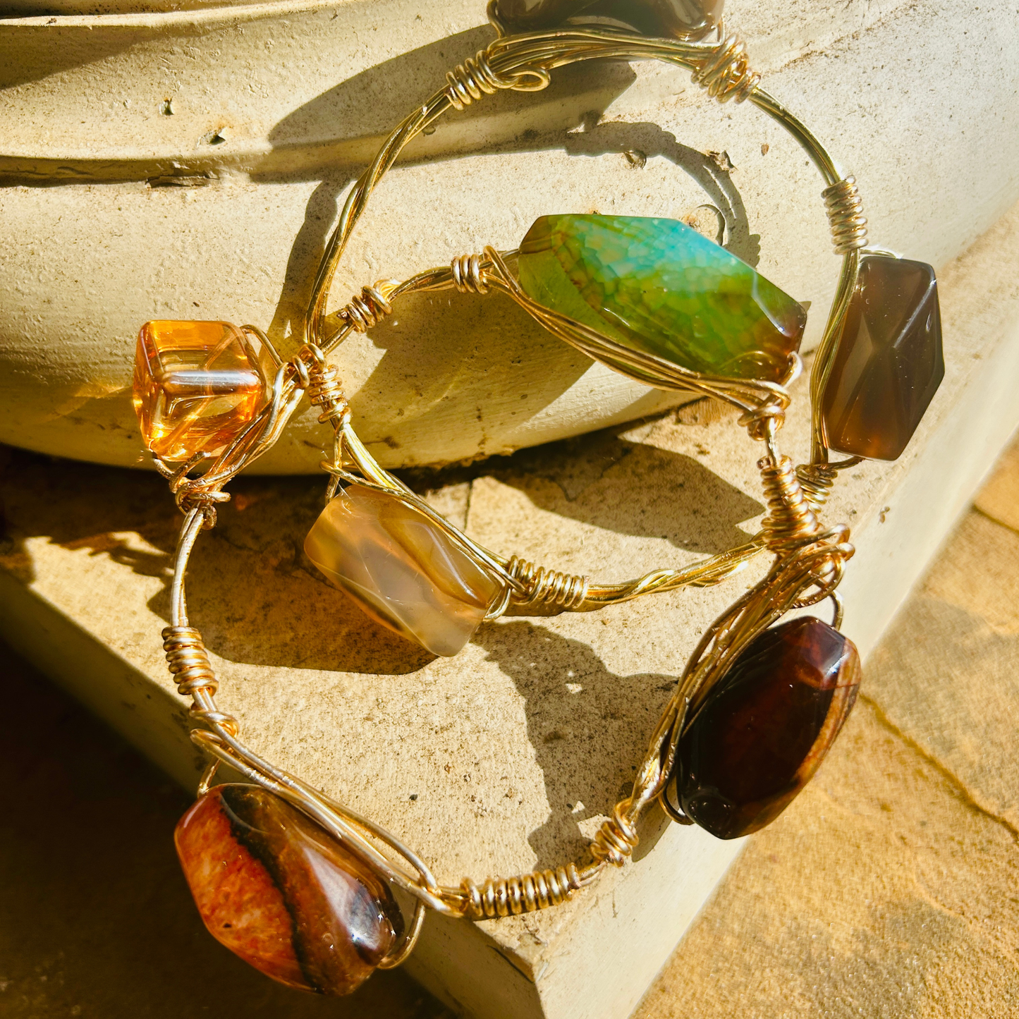 Earthbound Elegance – Handcrafted Gemstone Bracelet Stack