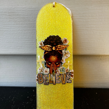 Believe – Faith-Inspired Glitter Resin Bookmark