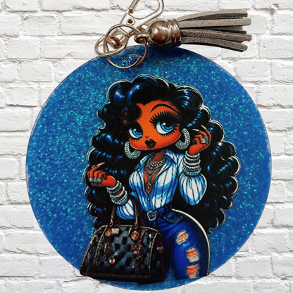 Glam Boss Babe Keychain – Blue Edition