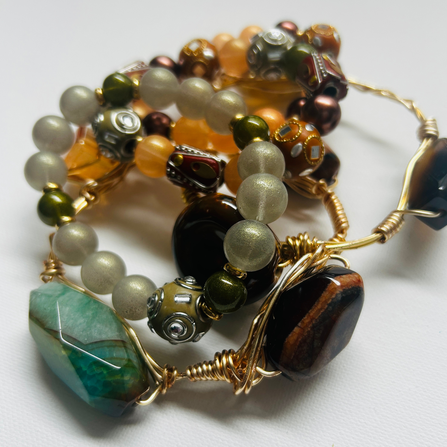 Earthbound Elegance – Handcrafted Gemstone Bracelet Stack