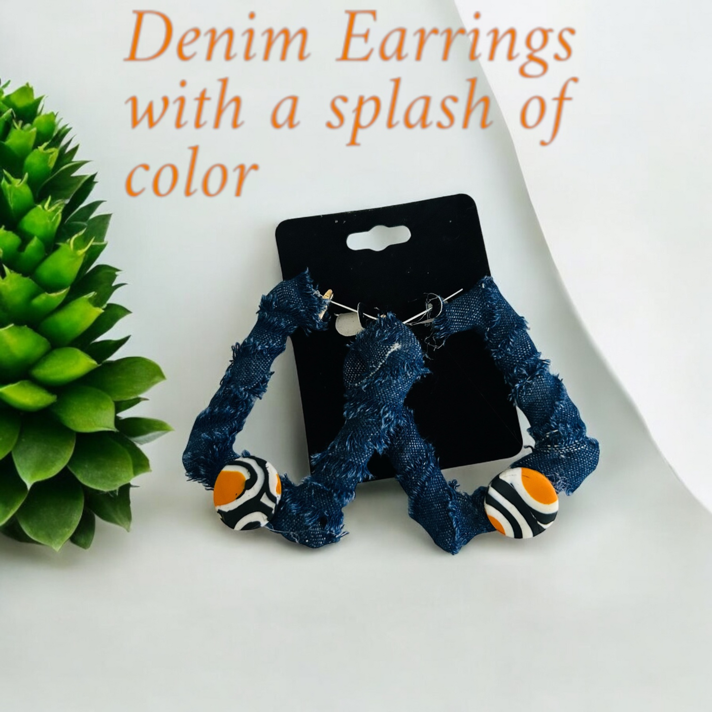 Denim Square Earrings