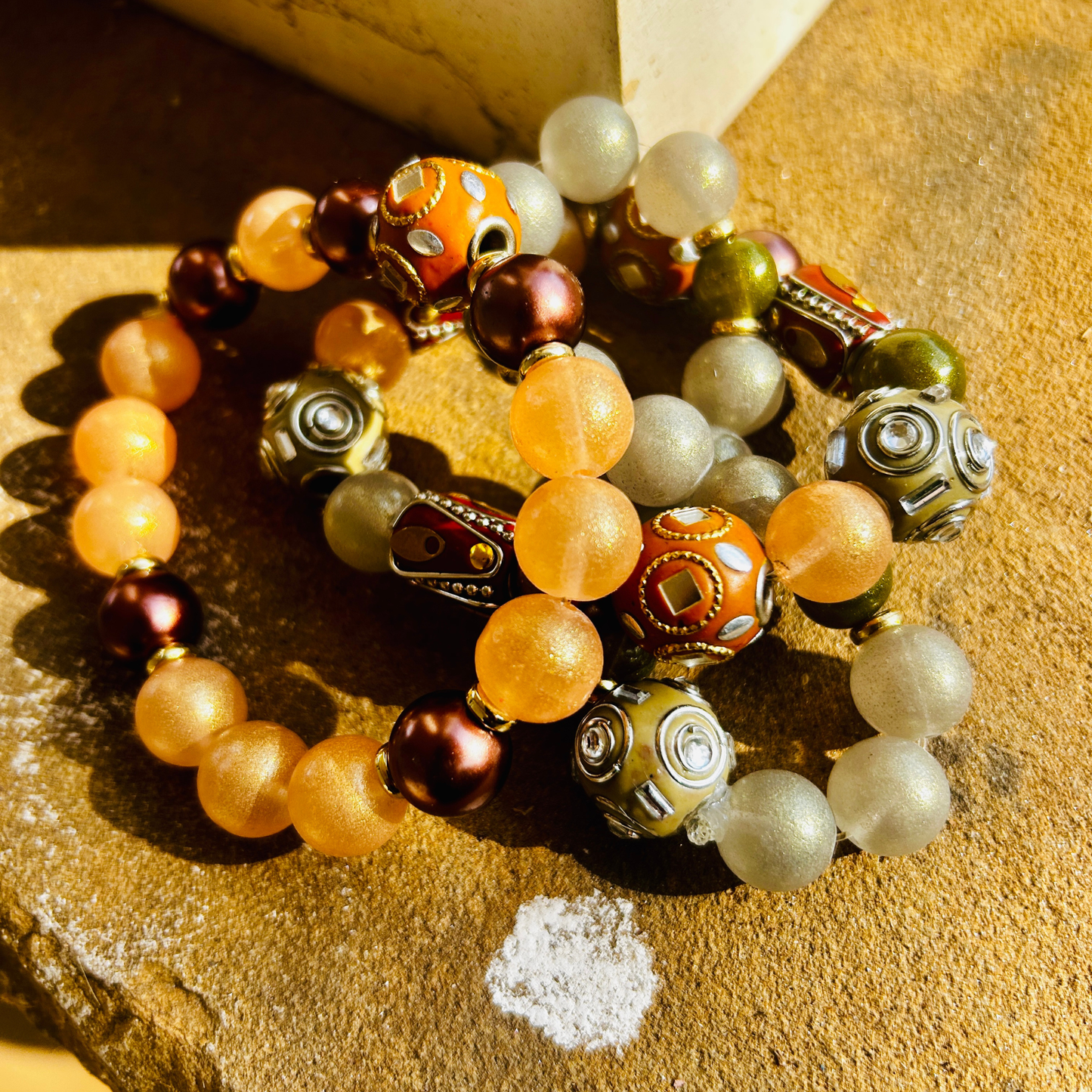 Earthbound Elegance – Handcrafted Gemstone Bracelet Stack