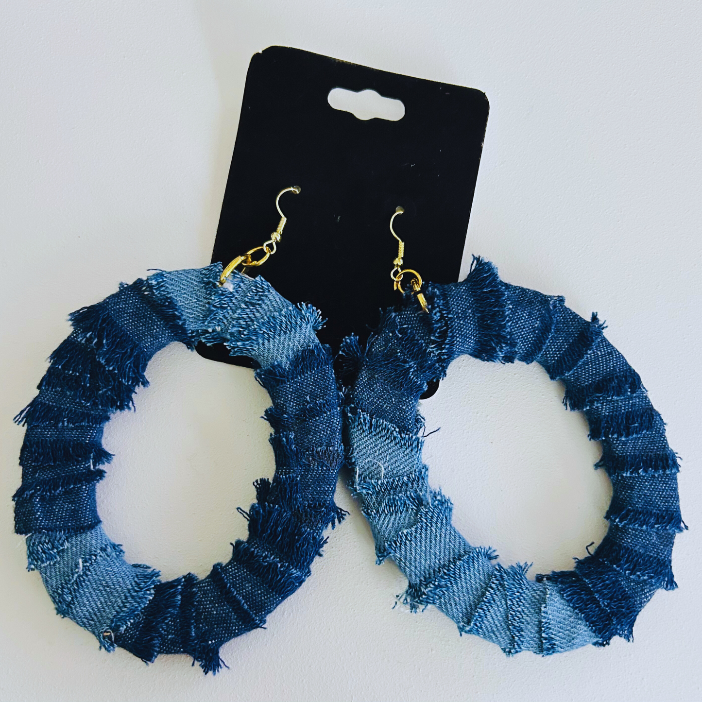 Denim Hoop Earrings-XL