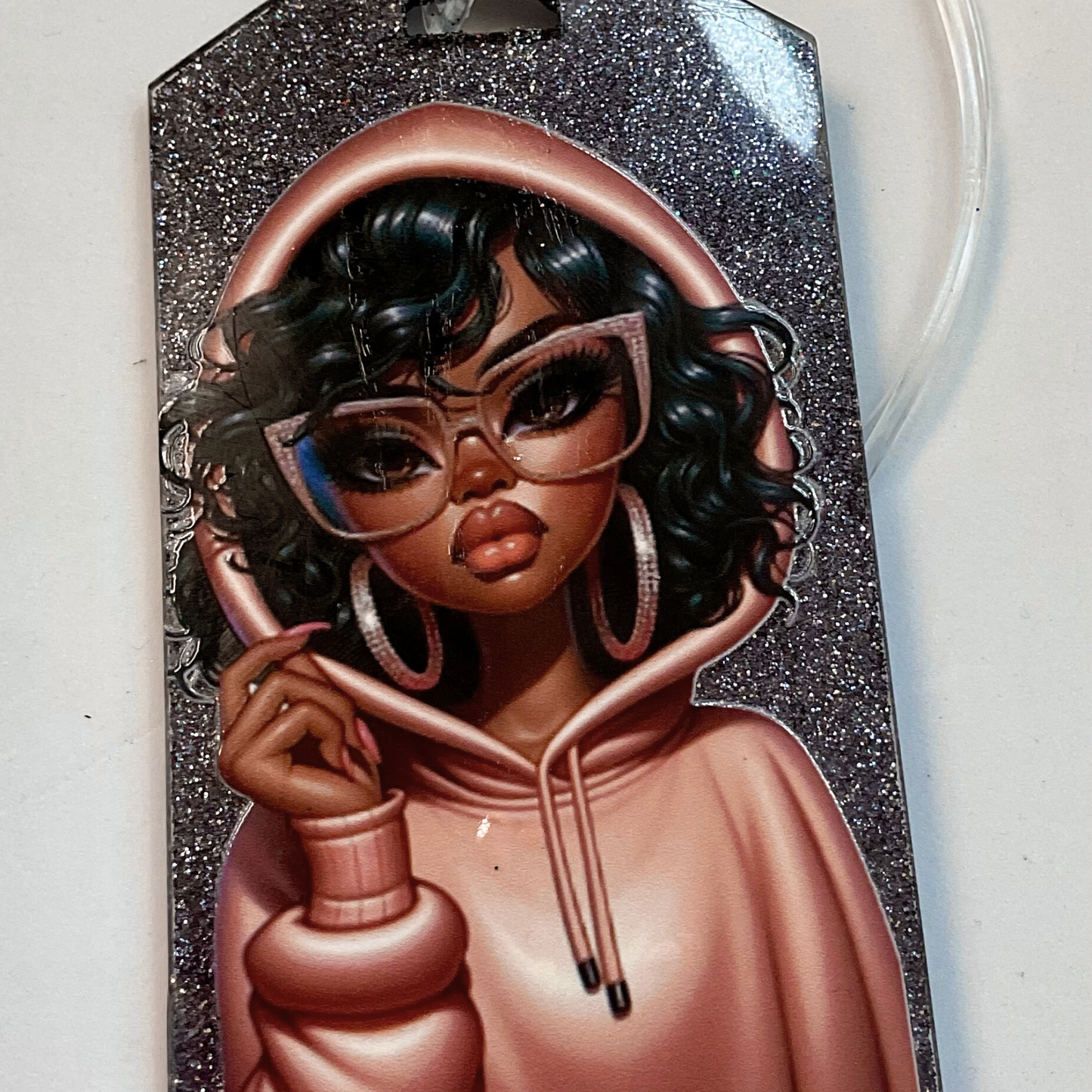 Bold in Blush – Pink Hoodie Glitter Luggage Tag