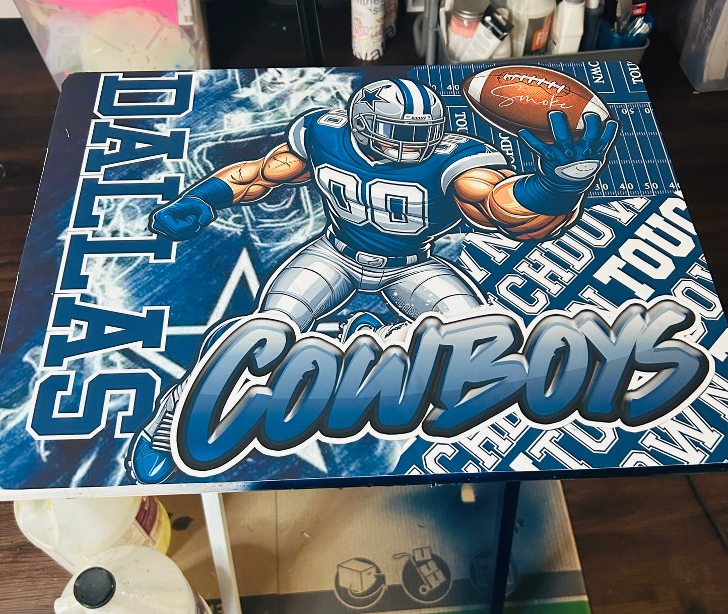 Football Themed Tray Table-Epoxy Covered