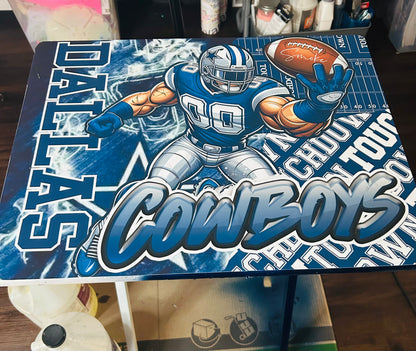 Football Themed Tray Table-Epoxy Covered