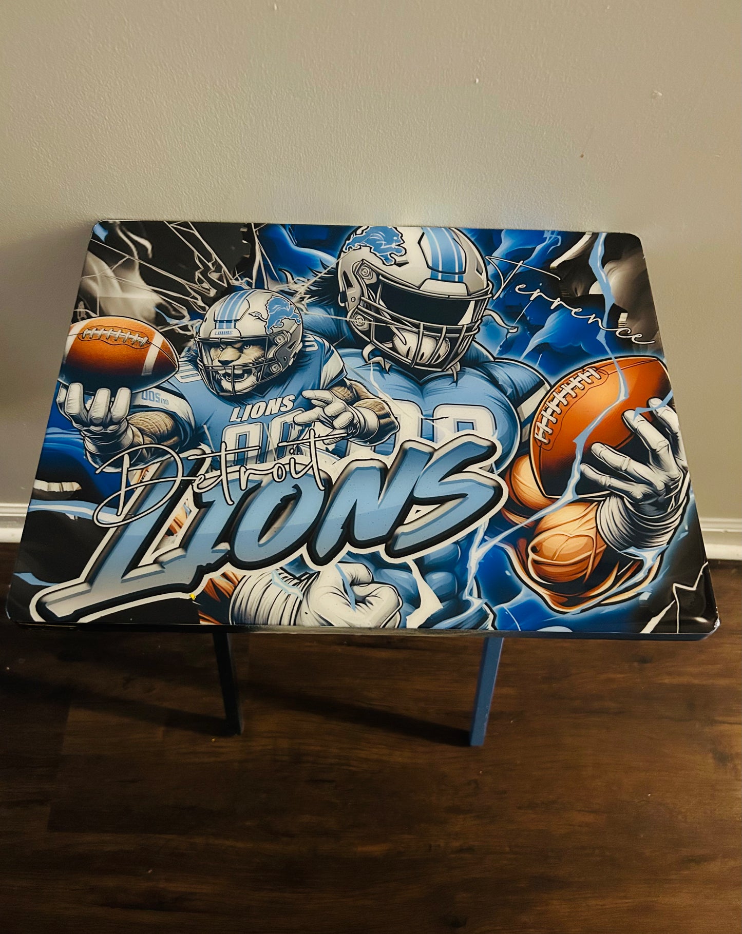 Football Themed Tray Table-Epoxy Covered